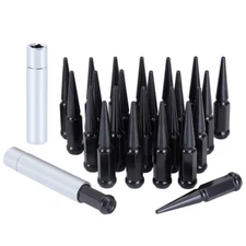 M14X1.5 Lug Nuts 14X1.5 Spike Lug Nuts M14 X 1.5 Spiked Lug Nut Black Set of 24