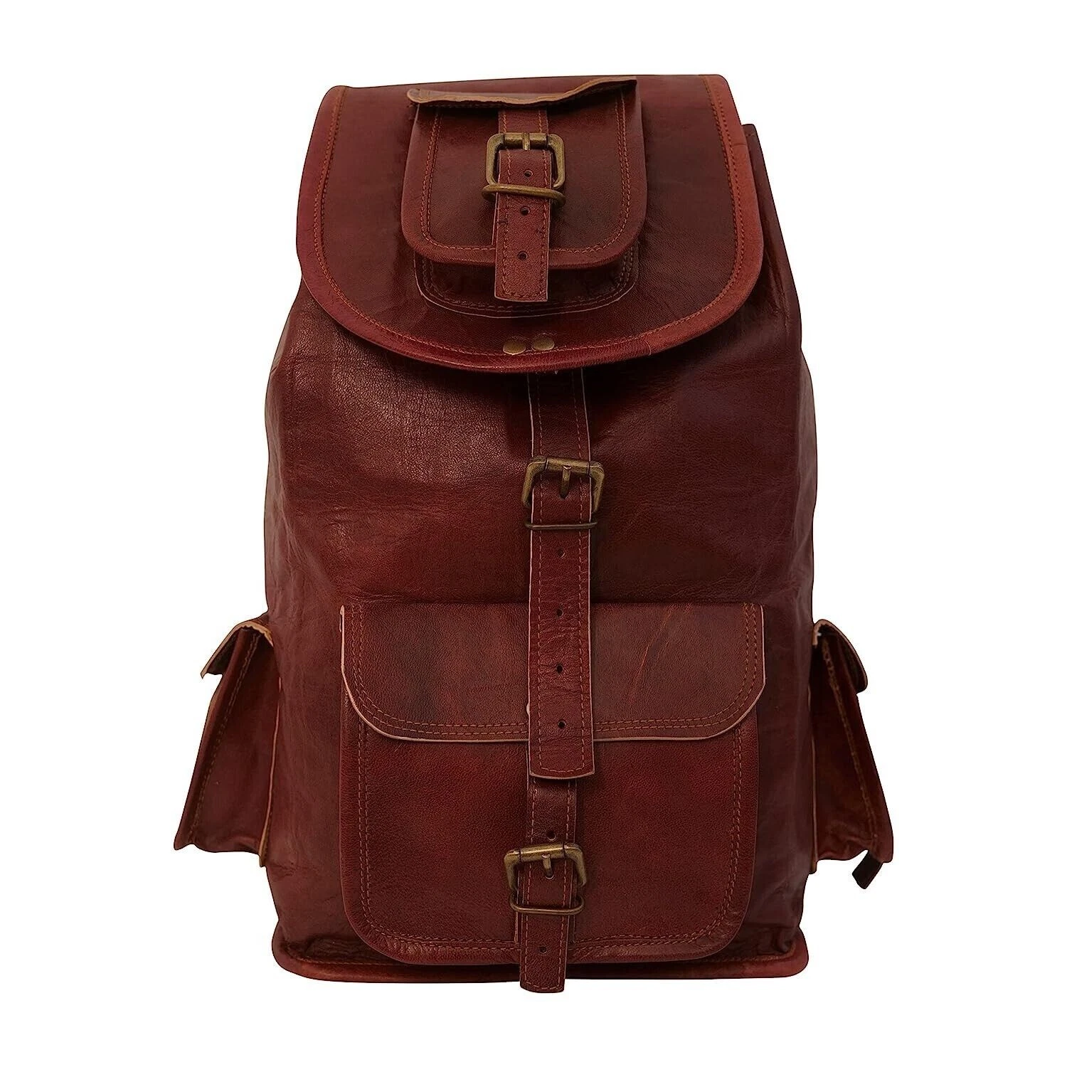 Vintage Genuine Travel Men Leather Very Lightweight Backpack Bag Laptop Rucksack