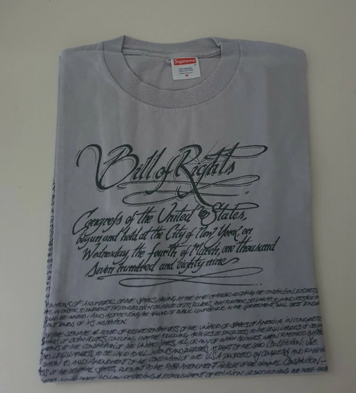 SS03 Supreme Bill Of Rechte T Shirt Clay Mittelgroß M Vintage 2003 Ultra Selten