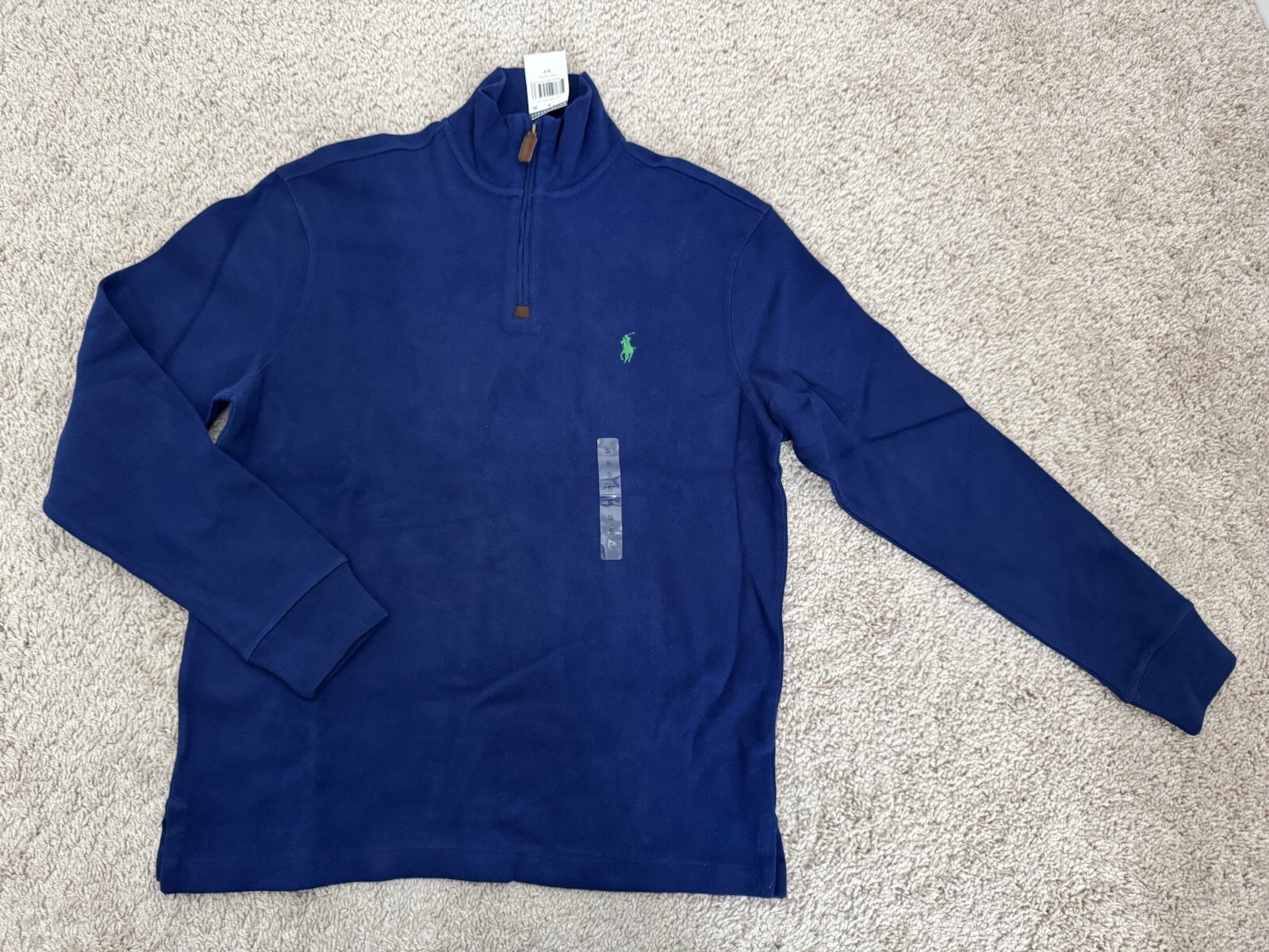 Polo Ralph Lauren Uomo 1 4 Zip Pullover Felpa con Pony Blu Cobalto Taglia S