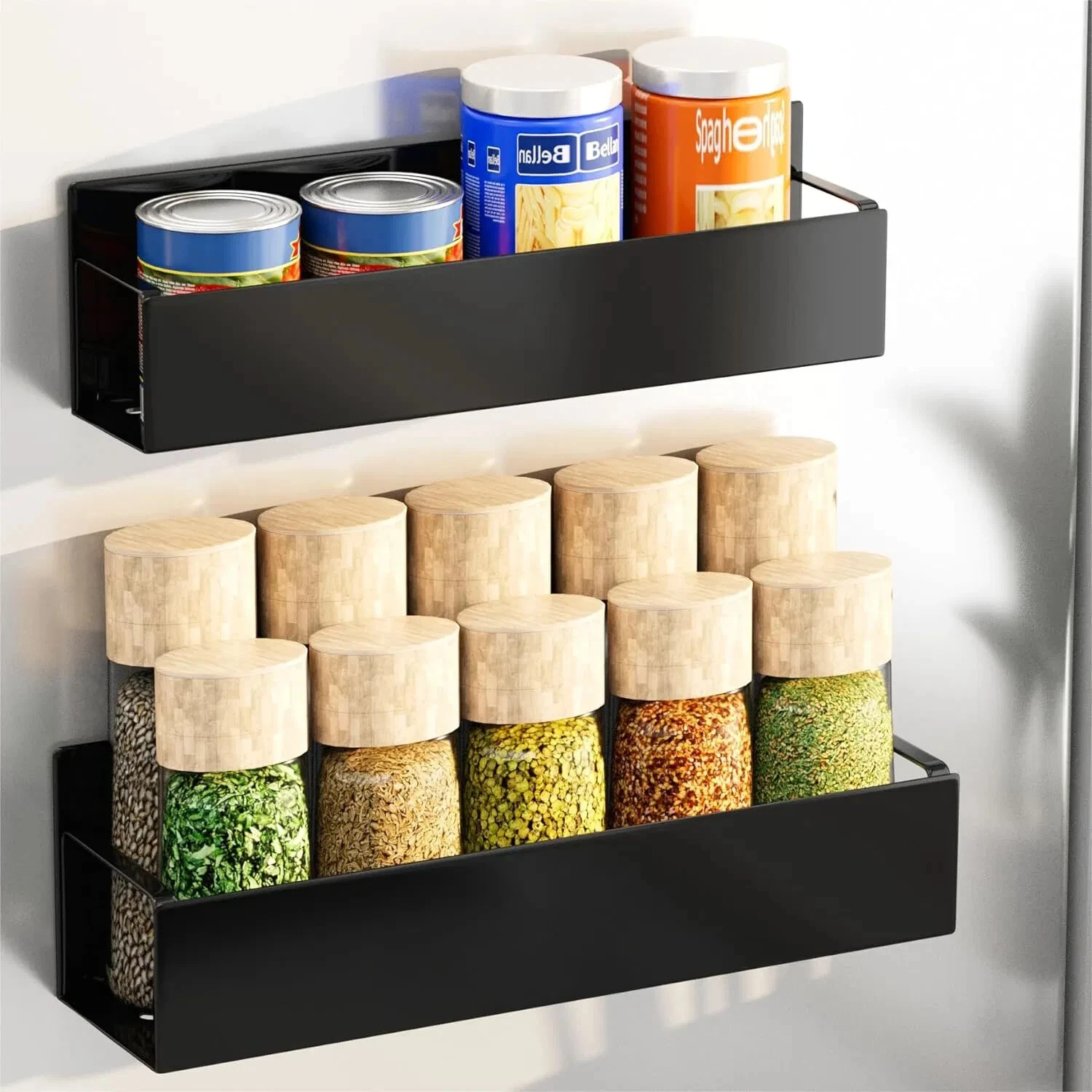 4 Pack Magnetic Spice Storage Rack Organizer for Refrigerator or Oven