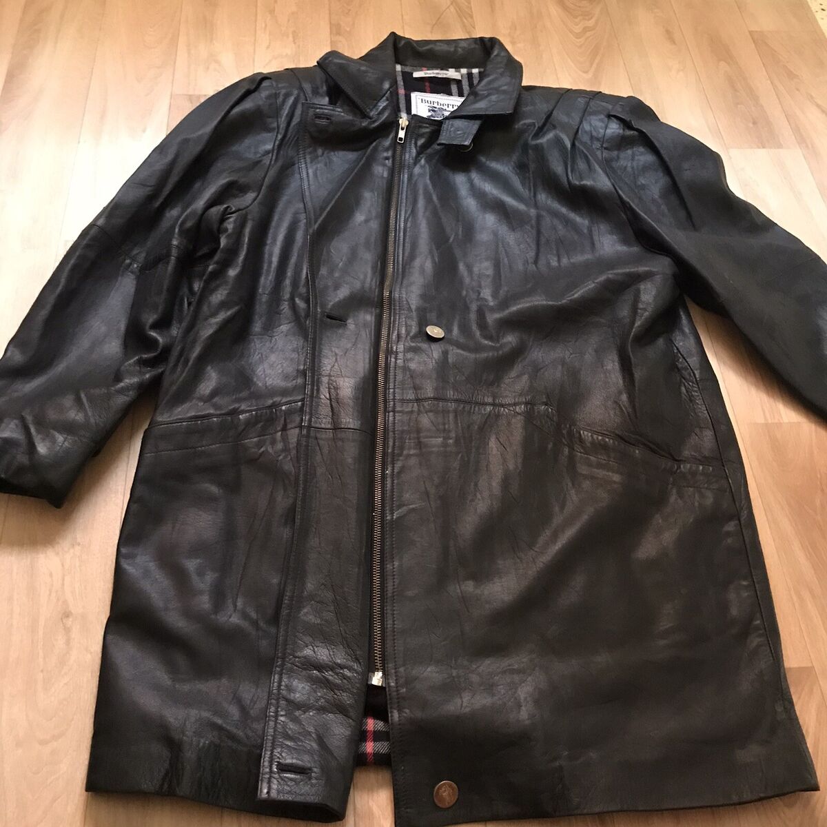 Vintage Burberry Leather JACKET nova check OvERCOAT women's Vintage Burberry Leather JACKET nova check OvERCOAT women's