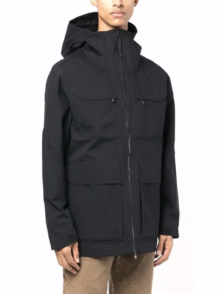 Puma PT Sympatex Full Zip Long Hooded Parka Jacket Black Puma PT Sympatex Full Zip Long Hooded Parka Jacket Black