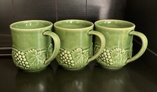 Bordallo Pinheiro Grape Vine Green Mugs, Set Of 3