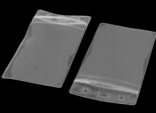 5 ID Badge Tag Holders Vertical Clear + Zip Lock Feature Water Proof Work Travel