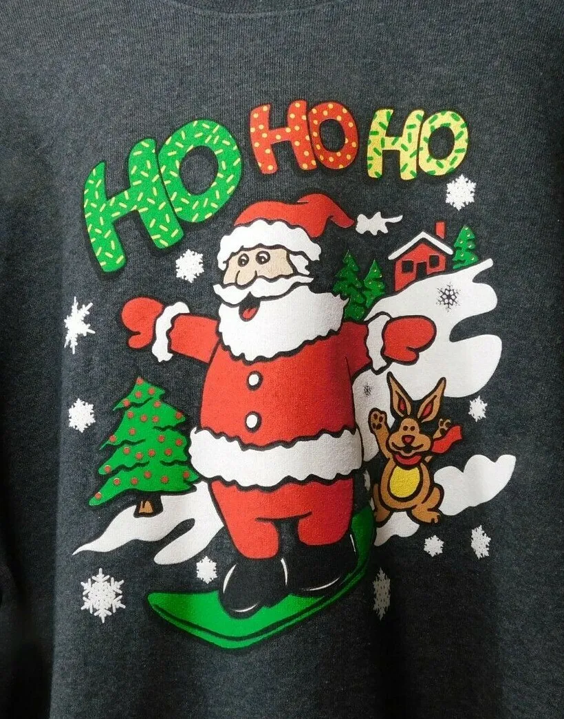 Vintage Sweatshirt Men\'s XL Claus Gray Santa Ho Ho Ho eBay F12 | Christmas