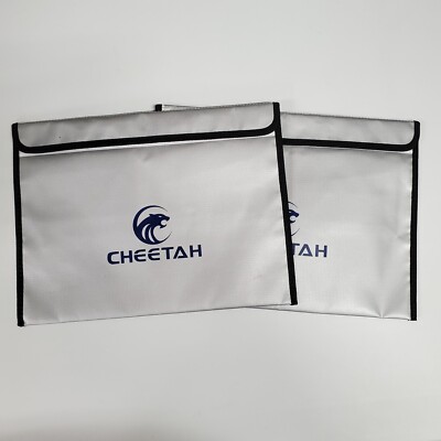 2 Pack Cheetah Fireproof Document Case Pouch -  Money Cash Passports