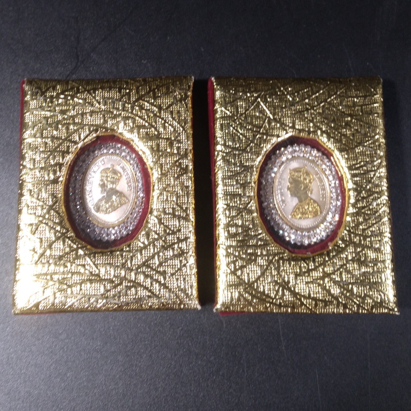 King Edward V & Empress Victoria Silver .999 Coins w Decor Stone Gold Polish 10g