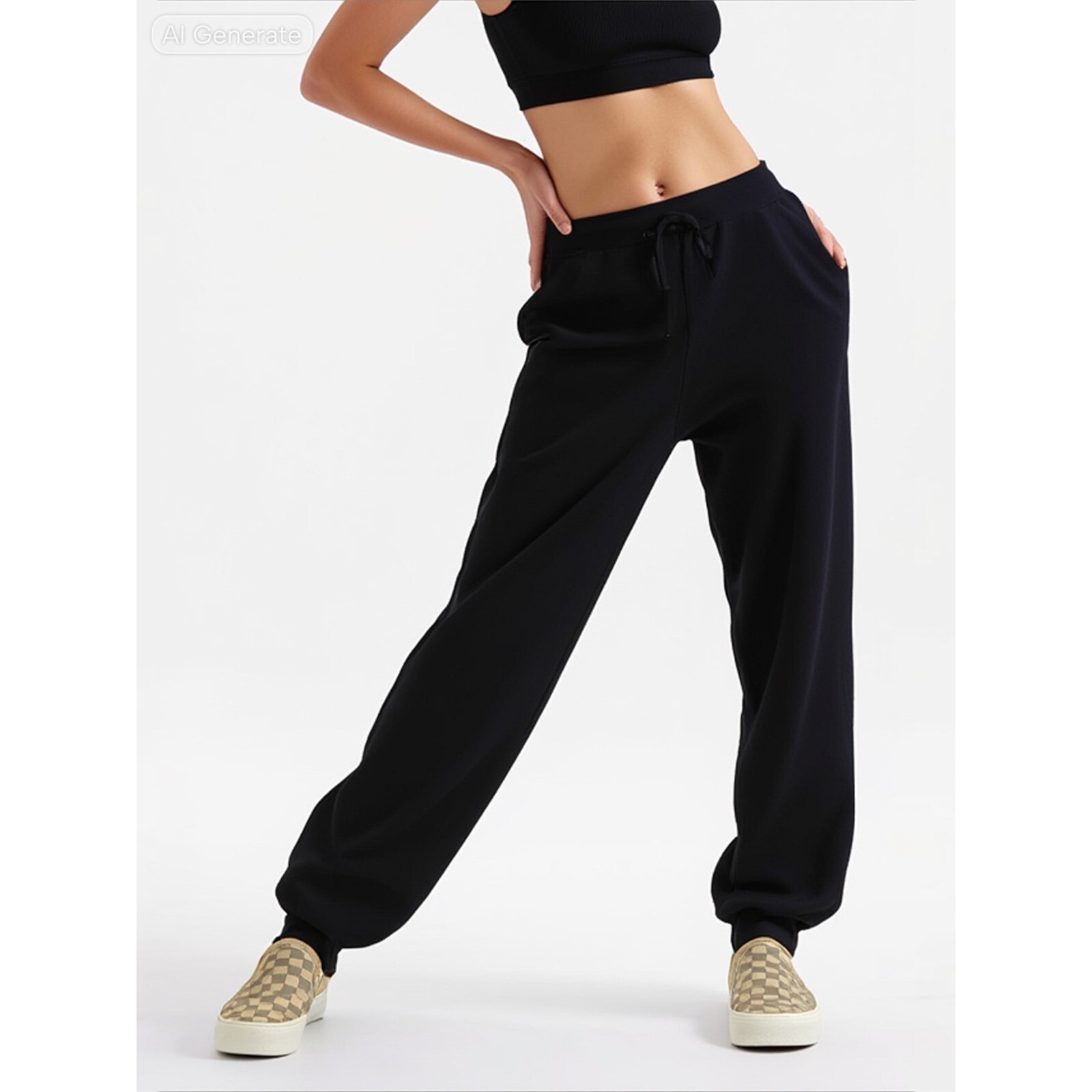 VANS Women's Classic Slip-On Shoes - Canvas Block Checkerboard Brown Sk8 Sz 6.5