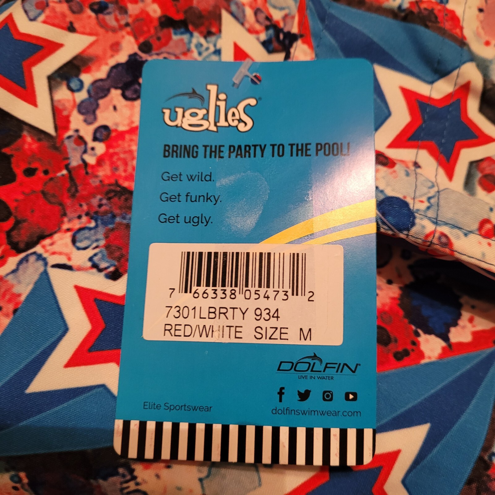 Dolfin Uglies Liberty Board Short Mens M 9" Cargo Pocket Swim Patriotic USA New