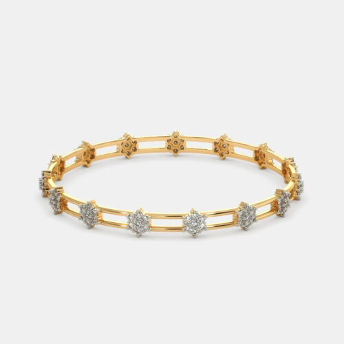 3Ct Round Cut Lab Created Diamond Women's Bangle Bracelet 14K Yellow Gold Plated - Picture 1 of 3