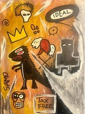 Quadro Pittura Omaggio a JEAN MICHEL BASQUIAT Acrilico Su Tela 30x40