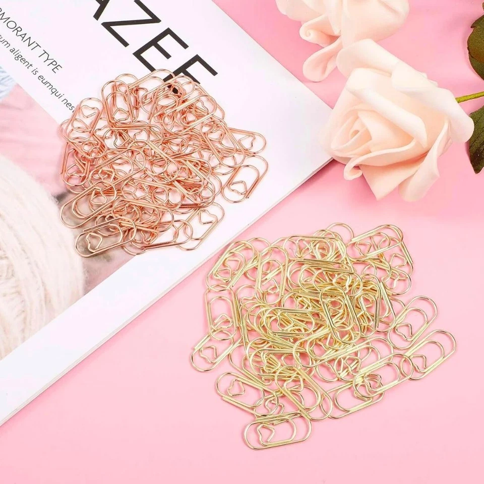 Mini Paper Clips Metal Heart Love Scrapbook Rose Gold Clip Small Copper Pegs Peg - image 3 of 4