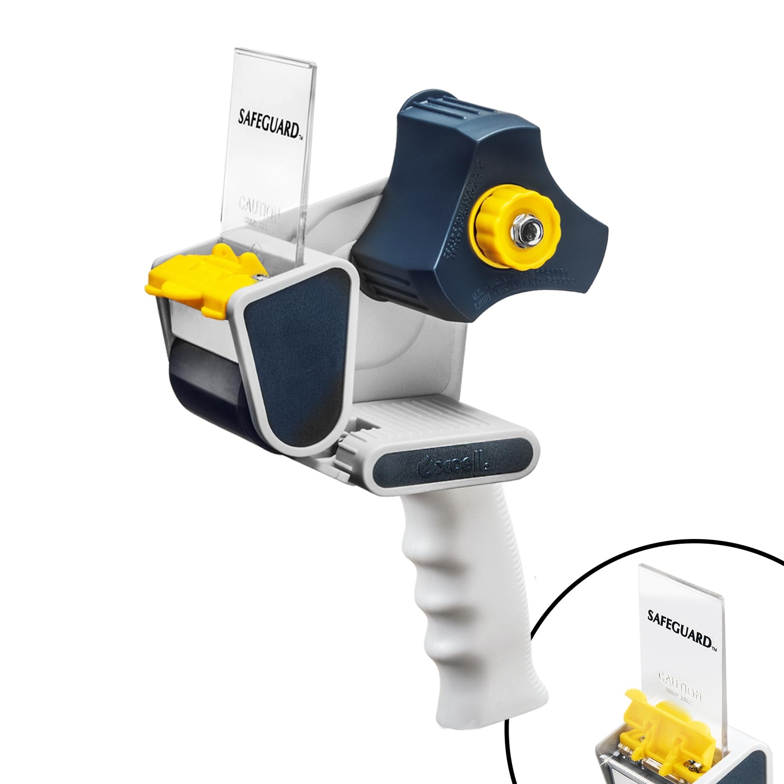 Excell Safeguard Packing Tape Dispenser with 1 Roll Tape, 2 Inch Wide Tape Gu...