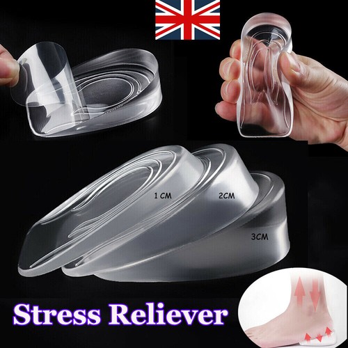 1 Pair Silicone Heel Lift Taller Shoe Inserts Height Increase Insoles Pads New - Picture 2 of 21