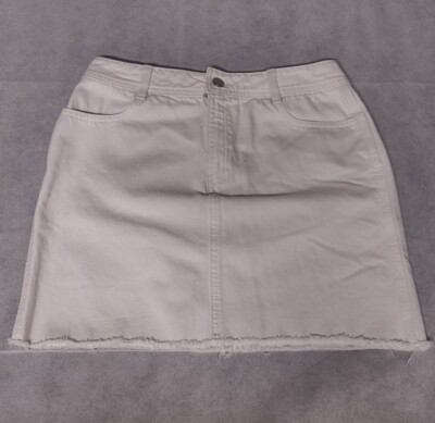 Banana Republic White Denim Mini Skirt Raw Hem