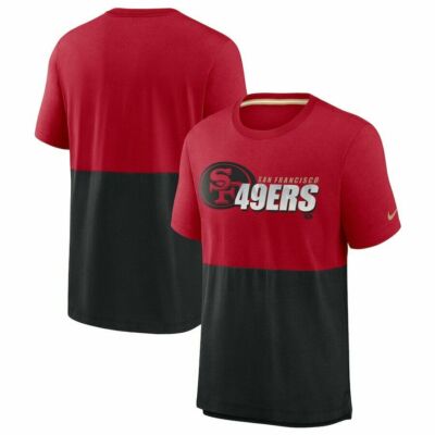NIKE SAN FRANCISCO 49ERS NFL MENS FAN GEAR COLORBLOCK TRI-BLEND SHIRT LARGE
