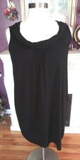St, Tropaz West Black Sleeveless Dress Round Neckline Shirred Front Size 2X NNTG