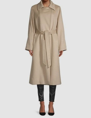 $1895 Sofia Cashmere Women's Beige Belted Camel Hair Wrap Coat Size 8
