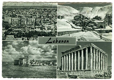 Alte Postkarte Die Sehenswürdigkeiten des Libanon inkl. antiker römischer Architektur in Baalbek