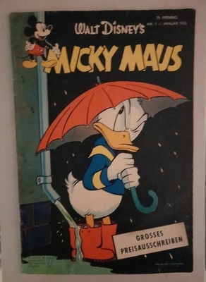 Original Micky Maus 1955 Heft 1 GOLD AGE COMIC ÄRA KULT Schöner ZUSTAND 1-2/2  