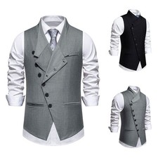 Victorian Mens Single Breasted Vest Classic Vest Wedding Waistcoat Slant Lapels