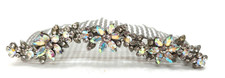 Vtg BARRETTE Aurora Borealis Rhinestone Hair Comb Victorian Flower Wedding Bride