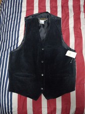 Don  t Stop Classics Black Suede Snap Button Vest Men  s sz L NWT