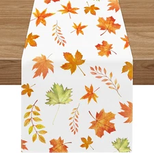 Fall Thanksgiving Table Runner 14x72 Inch Autumn Maple Leaf Dining Party Decorat