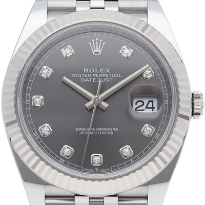 ROLEX Datejust 41 Herrenuhr Jubilee 10P Diamond Slate 126334G K18WG /...
