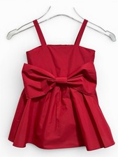 Love Shack Fancy Alejandra Dress 4-5 Toddler Red Statement Bow Lined Tulle New