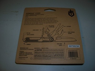 Gerber Armbar Cork Multi-Tool 8-in-1 Orange Aluminum Frame Lock 2.5'' Blade