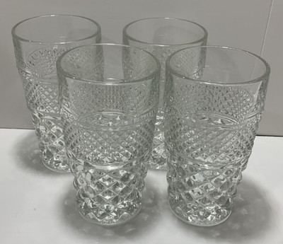 Anchor Hocking Wexford Tumblers Diamond Pattern 5.5  Set of 4 Vintage
