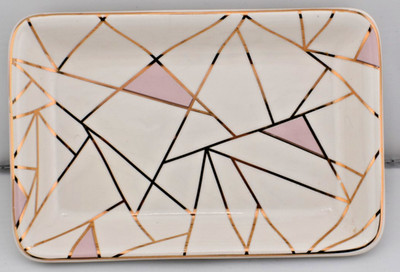 Summer & Rose Ceramic Trinket Tray Pink And Rose Gold Geometric GREAT CONDITION