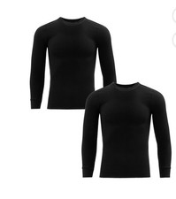 Fruit of The Loom Men's Black Waffle Crew Thermal Top 2-Pack Size L 42-44" NWT