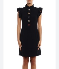 Orig$2395 Authentic NEW  Dolce Gabbana  jewelry button Silk Dress  Italy 36/USA2