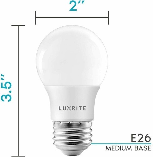Luxrite A15 LED Light Bulb 40W Equivalent Dimmable 4000K 600lm E26 Base 4-Pack - Picture 3 of 8