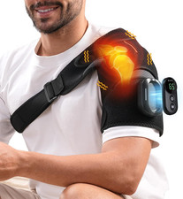 Cordless Shoulder Heating Pad with Detachable Remote, 5 Heat and 5 Vibration Hea