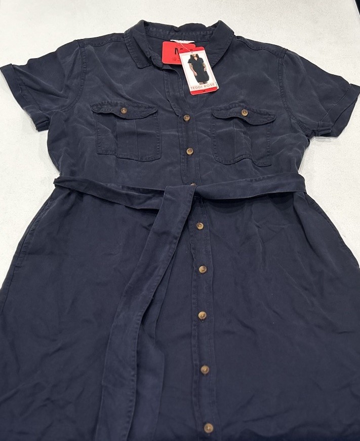 Teddi Rose Women's Tencel Shirt Dress, Navy, Size M