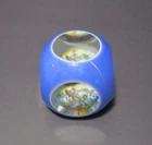 Vintage Murano Millefiori Overlay Blue to White to Clear Glass Paperweight