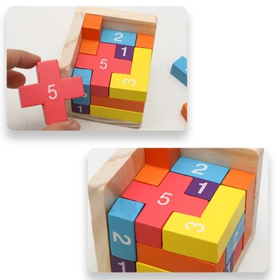 Holzblöcke Puzzle 3D Würfel Denkspiel Luban Lock Intellektuell Kinder Erwachsene