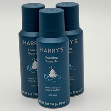 Harry's Foaming Shave Gel with Aloe Travel Size 2oz Lot of 3 Mini Cans New