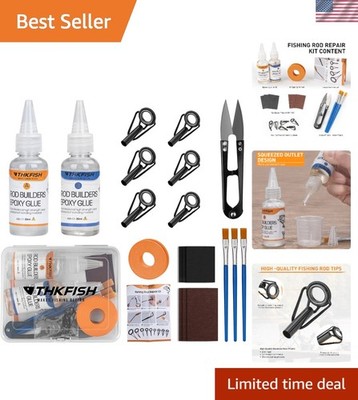 6 Size Fishing Rod Tip Repair Kit - Durable Epoxy Glue & Tools for Easy Fix