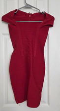 Meilun Red Bandage Bodycon Dress Off Shoulder Midi Tight Sexy Clubwear Cocktail