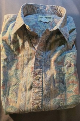1980's Cooke Street  Mens Hawaiian Shirt Made In Hawaii, L, XL,earth Tones