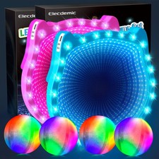 3D LED Light Up Toss Catch Paddle Ball Game Set Glow Dark Toys