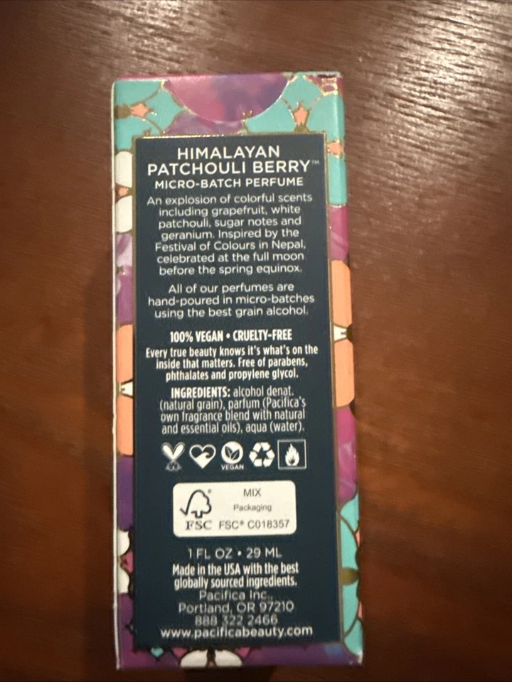 Pacifica Himalayan Patchouli Berry 1 унц 29 мл СНЯТ С ПРОИЗВОДСТВА! Новый в коробке! - Изображение 2 из 2