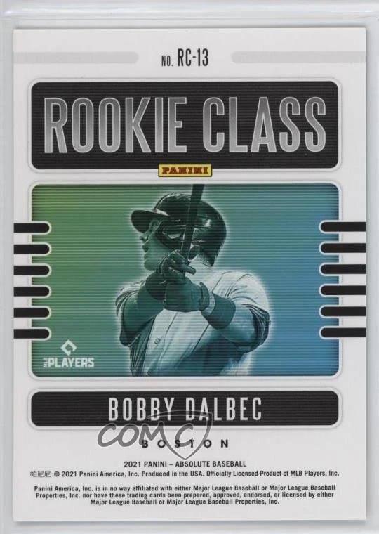 2021 Panini Absolute Rookie Class Spectrum Gold /25 Bobby Dalbec #RC-13 RC - Image 2 of 2
