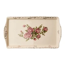 Ceramic Rose Serving Tray, Decorative Platter for Tea Party - 13.5 inch