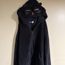 Children  s Place Girls Black Zip Up Jacket 16 XXL With Cat Hood